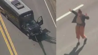 Pursuit of a party bus comes to an end