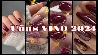 UÑAS EN TENDENCIA VINO #uñasdemoda #nails #nailsbeauty #manicure #naildecoration #naildesign #2024