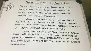 Article writing (impact of plastics on aquatic life)English