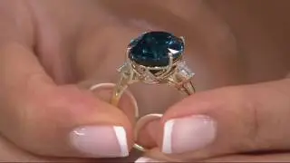 London Blue Topaz & Baguette Sapphire Ring, 14K, 10.55 ct on QVC