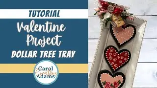 Dollar Tree Valentine Wall Decor | Gold Tray Valentine DIY with Wooden Hearts