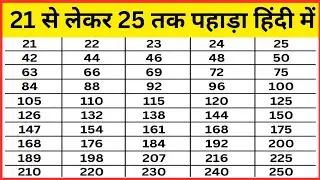 21 से लेकर 25 तक पहाड़ा हिंदी में | 21 se lekar 25 tak tak pahada hindi me | table 21 to 25 hindi me