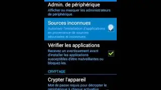 Installer l'application .apk param&egrave;tres Android