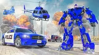 Police Helicopter Robot Transforming  | Car Shootings Games | Chari Games