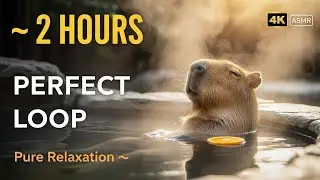🛁 Peaceful Capybara in Japanese Onsen Hot Spring - 2 HOURS Perfect Loop ASMR | Sleep, Study, Relax 🍊