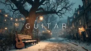Calm Acoustic Guitar | Warm Winter Evening Music | Cozy Snow Street Ambiance
