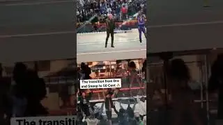 The transition from Dr  Dre and Snoop Dogg to 50 Cent during the Super Bowl halftime show! 🔥