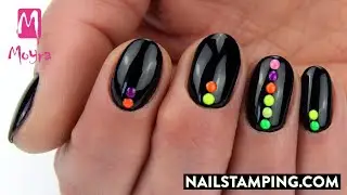 💅Gel polish nails with neon dots (nailstamping.com)