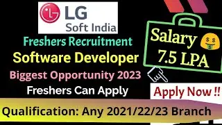 LG Soft India Freshers Recruitment | Software Developer | Latest Freshers Hiring | Jobs For Freshers