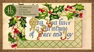 Christmas TV Art - Vintage Santa's Workshop Presents Lithograph Postcard | 4K | Framed Ambient Video