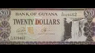 GUYANA 20 DOLLARS 1996 FALL BOAT BANKNOTES PAPER MONEY NOTE EDUCATIONAL