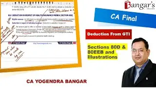 Deduction from GTI | Sections 80D to 80EEB | CA Final Nov 2023 Exams  by CA Yogendra Bangar