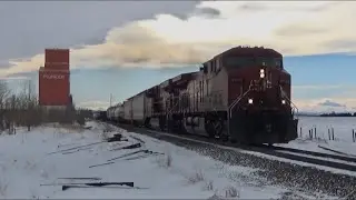 CP 9756 Leads CP 466 (Mixed) North Near Olds AB, CP Red Deer Subdivision.