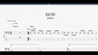 HOW　【ZIGGY】　ベースtab譜