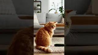 A cat being scared of something harmless