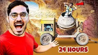 24 Hours in Cement Mixing Machine Challenge😱  क्या मैं इस मशीन में 24 घंटे बिता पाउँगा