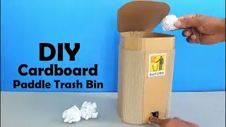 How to Make Cardboard Paddle Trash Bin DIY at Home   Dustbin Making at Home