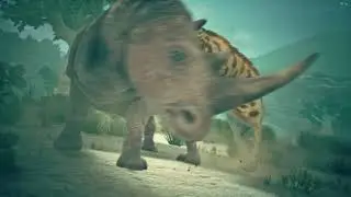 Made Golden Machairodus Attack Rahinocerus