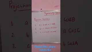 PROJECTION FORMULA #MATHS #TRIGONOMETRY #TGT #PGT #KVS #NVS #DSSSB #GIC # SHORTS
