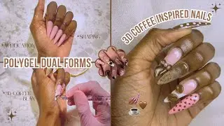 do my nails with me, recreating coffee & polka dots nail design | FAVORITE SET BY FAR 💅🏿| 4+ hours