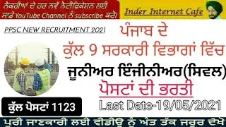 PPSC JOUNIOR ENGINEER RECRUITMENT 2021 l PPSC RECRUITMENT OF 1123 JE CIVIL l PUNJAB GOVT JOBS 2021