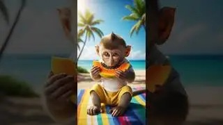 Cute Baby Monkey Eating Papaya | Adorable Snack Time Fun #babymonkey #papaya #cutebaby