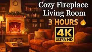 Cozy Fireplace Living Room 3 Hours🔥Ultra HD| Warm Home Ambience | Relax Sleep Focus Fire Crackling