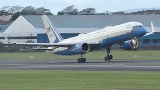[4K] DIVERT | USAF Boeing C32A Takeoff at Prestwick Airport