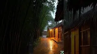 Rainy Night in the Countryside | A Peaceful Thatched House by the Village Road 4K #shorts