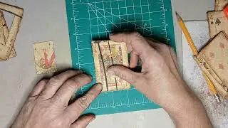 Cutting a covered card to make a frame and a decorated mini 6 page book