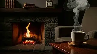 Cozy Coffee Jazz Instrumental 🔥 Fireplace Background Music for Reading, Studying
