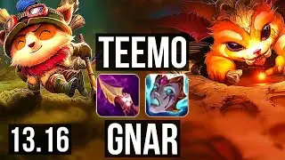 TEEMO vs GNAR (TOP) | 6/0/1, 1.6M mastery, 900+ games, Dominating | TR Master | 13.16