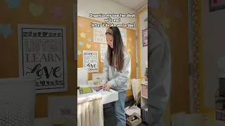 Organize my teacher desk with me! (After it broke) ##teacher #clean #school #classroom #organize