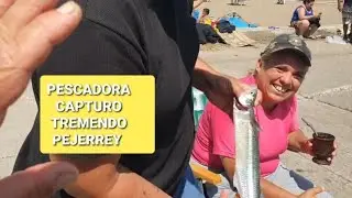 PESCADORA CAPTURO UN TREMENDO PEJERREY EN PUNTA IGLESIA