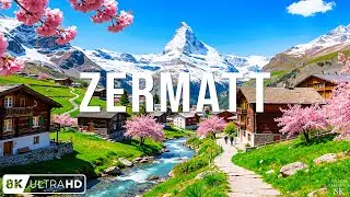 Zermatt Spring 8K 🇨🇭 | Alpine Village, Cherry Blossoms & Matterhorn Majesty