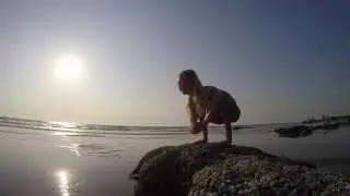Beach Yoga, On A Rock in Goa, India with Kino