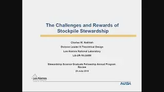 DOE NNSA SSGF 2016: The Challenges and Rewards of Stockpile Stewardship