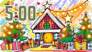 5 Minute Jazzy Lofi Christmas Timer |  Holiday Countdown | Chill Colorful Christmas Scene