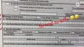 How to fill out BIR FORM 1905 change of Civil Status