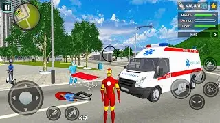 Iron Man Rope Hero Gangster Crime - Ambulance and Motorbike at Vegas City - Android Gameplay