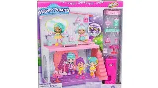 Shopkins Happy Places Happyville High School Prom Unboxing Toy Review with Exclusive Prom Petkins