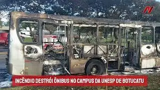 Incêndio destrói ônibus no campus da Unesp, em Botucatu (SP)