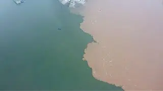Confluence of rivers creates two-color scenery in Chongqing