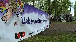 Sportler feiern Respect Gaymes / Thema des Tages