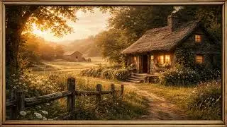 Cozy Cottage at Sunset in 4K | Rustic Wall Art for Your Home