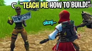 I pretended to be a default skin on Fortnite... (Kid teaches me how to build)
