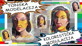 Usporedba -tonska modelacija -koloristička modulacija, portret na odpadnom materijalu likovni123 diy
