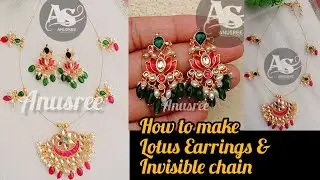 How to make Beautiful Invisible chain & Lotus Earrings #handmadejewellery #trending #diy 