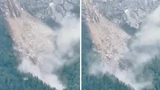 Unbelievable footage of massive rockfall in the Italian Dolomites