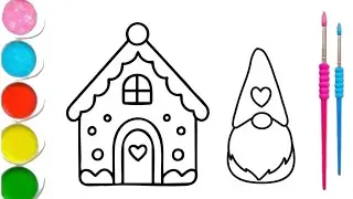 How to Draw a Gingerbread House and a Christmas Gnome! Easy Step-by-Step Drawing Tutorial for Kids